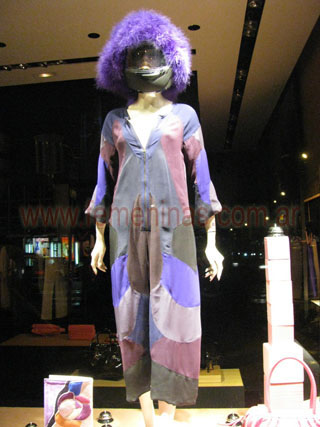 Vestido largo recto con recortes geometricos combinados Sonia Rykiel